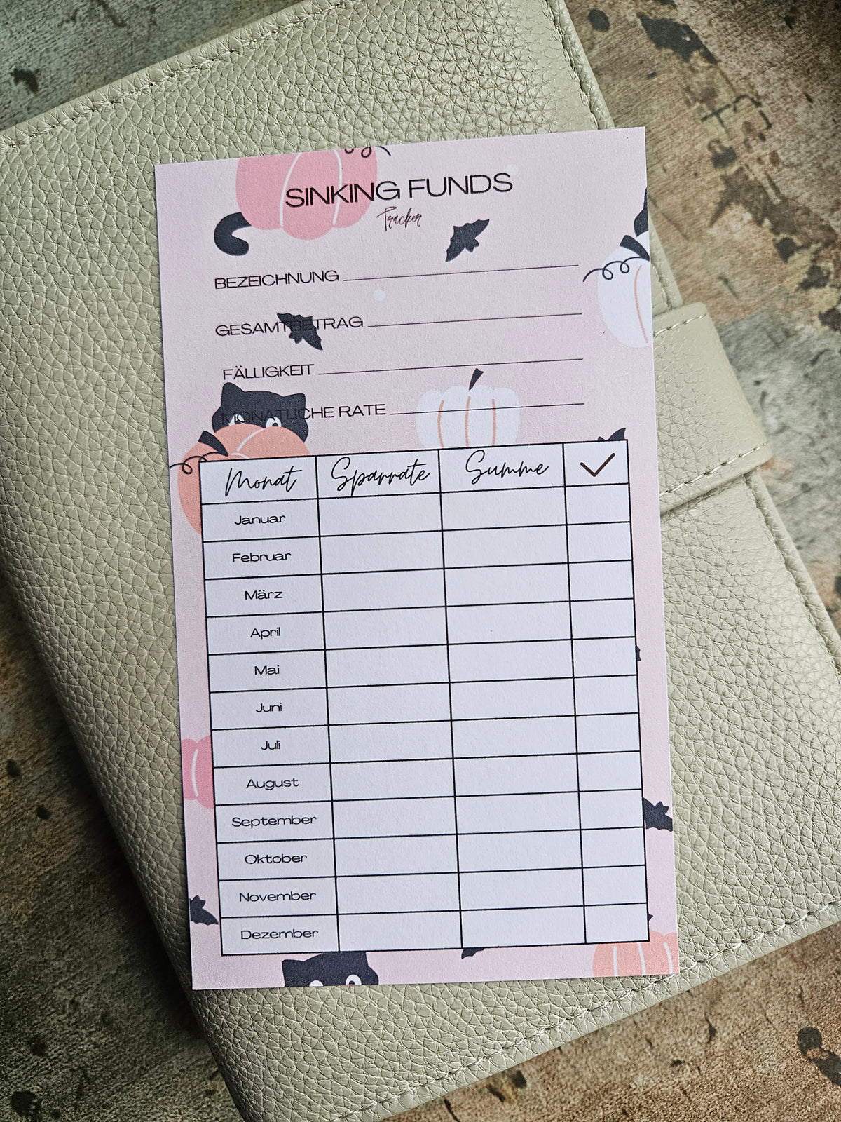Sinking Fund Tracker a6 - verschiedene Motive