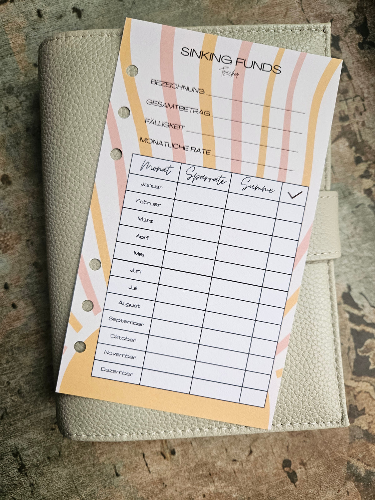 Sinking Fund Tracker a6 gelocht - verschiedene Motive