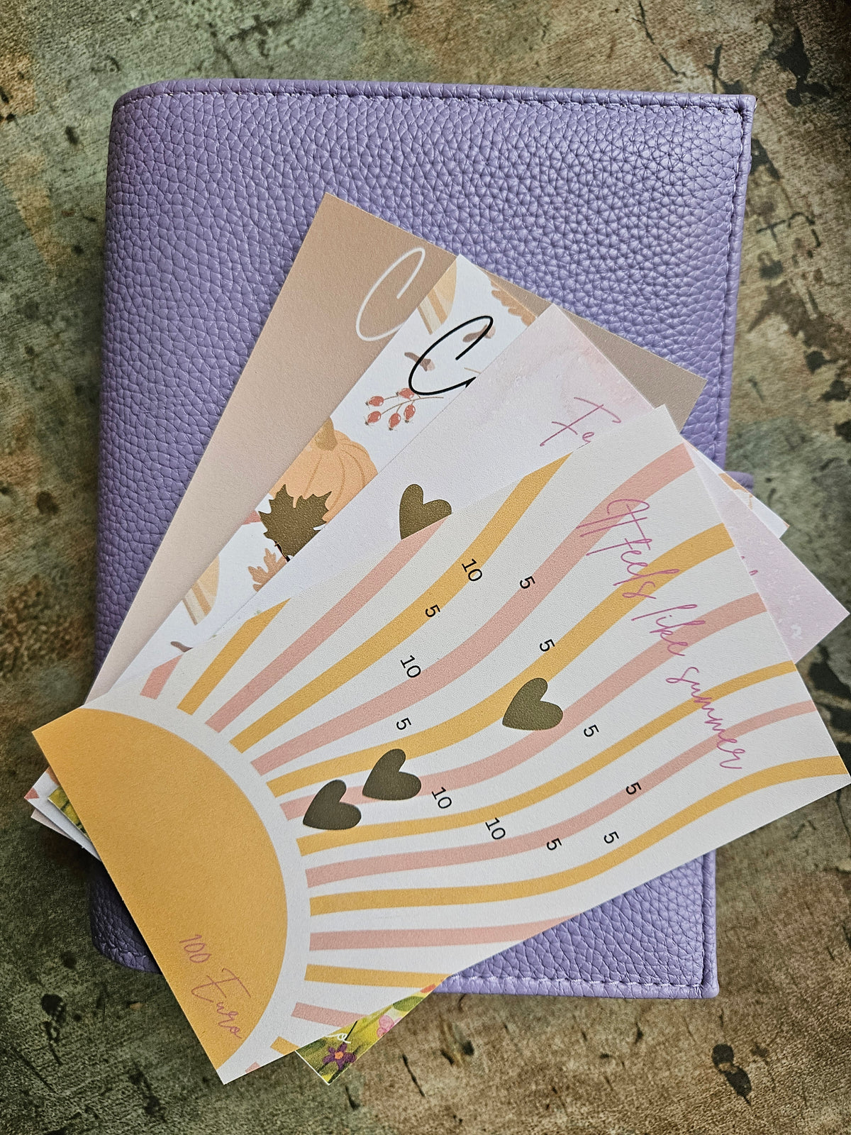 4 Season ~ Frühling,  Sommer, Herbst & Winter, 50, 100 oder 200 Euro Sparchallenge - passend für den A6 Umschlag, Rubbelsparchallenge