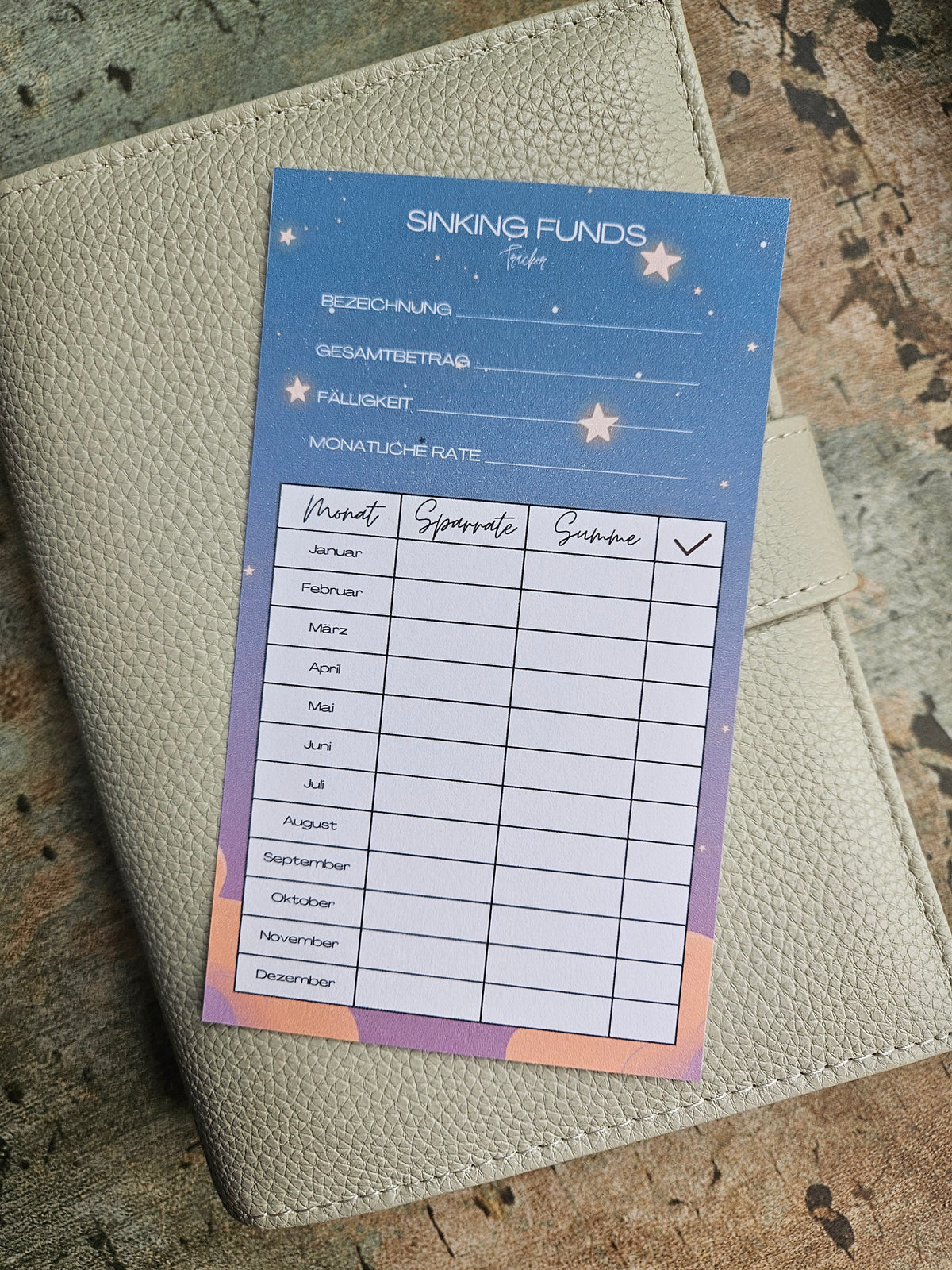 Sinking Fund Tracker a6 - verschiedene Motive
