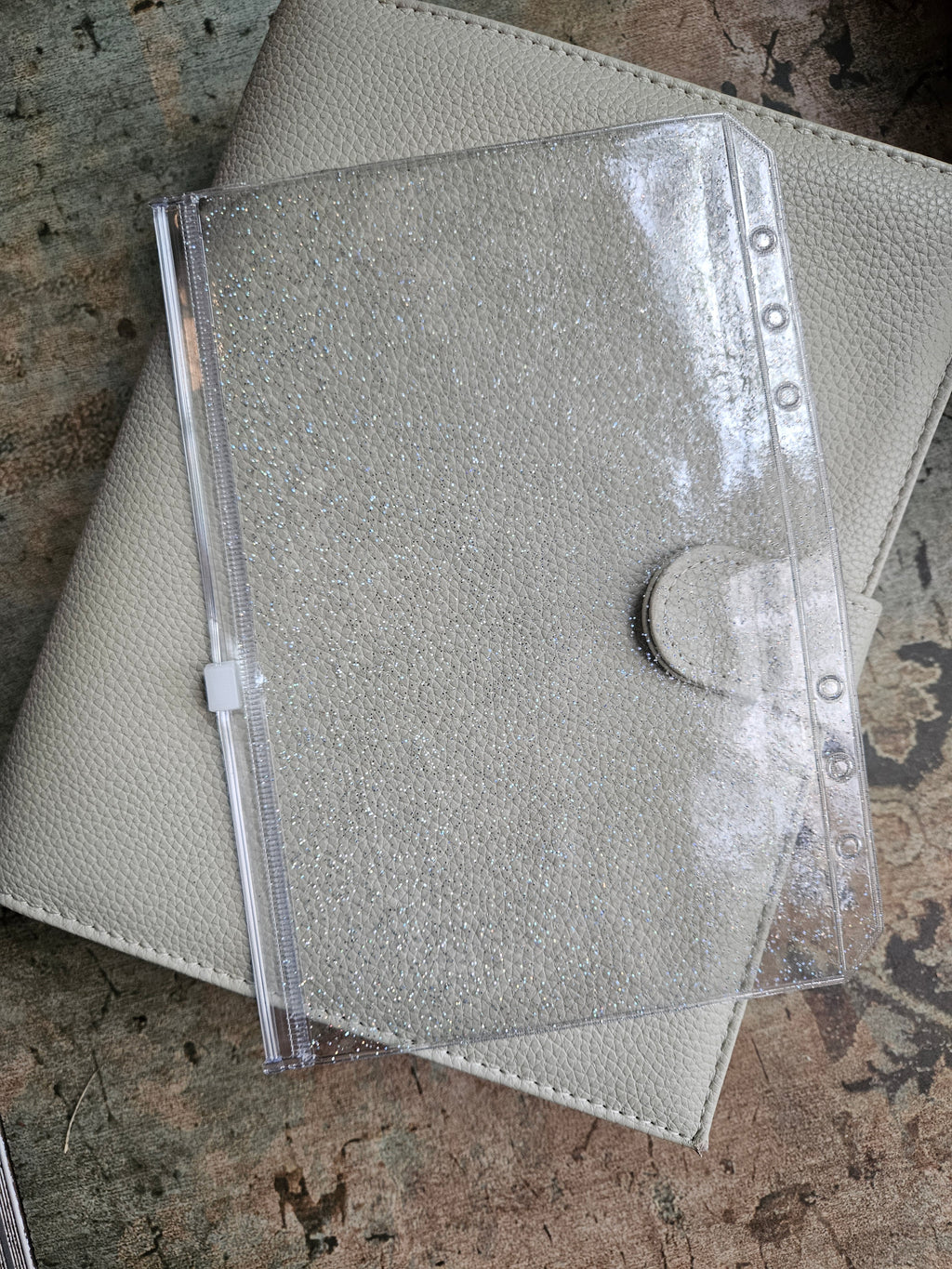 A5 Glitzer Hülle - clear